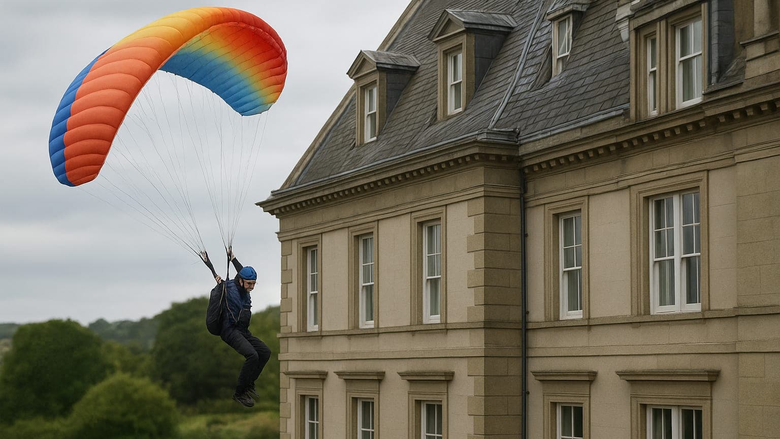 When Paragliding Goes Wrong: A Rooftop Landing You Won't Forget!