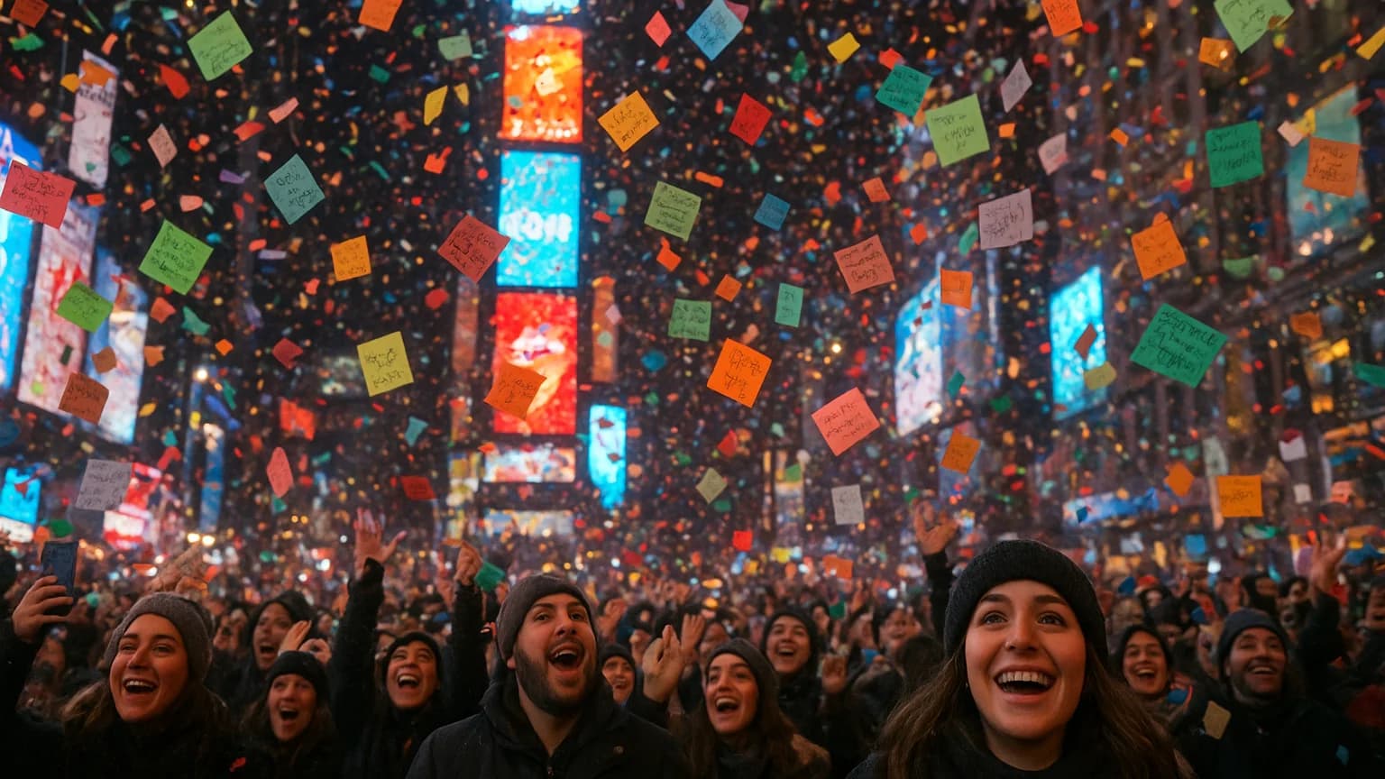 New Year, New Dreams: Times Square's Heartfelt Confetti Shower