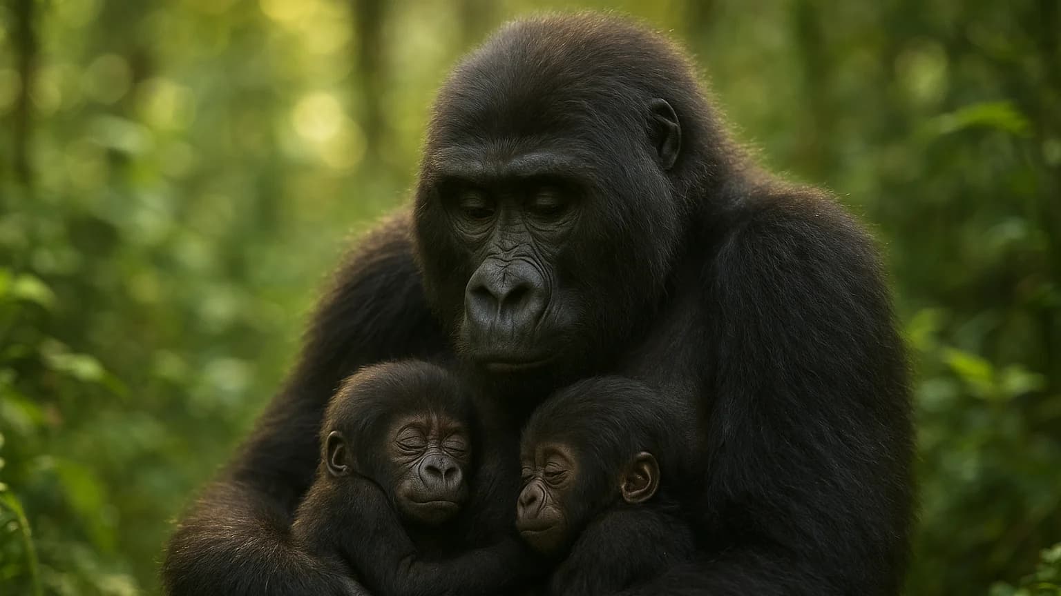 Double the Trouble: Mountain Gorilla Family Welcomes Rare Twins in Virunga!