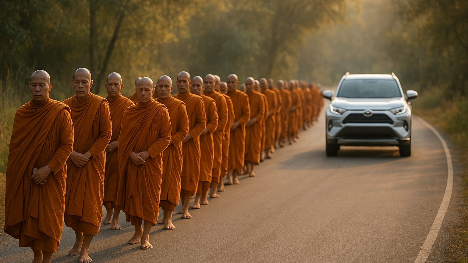 Buddhist Monks' Epic Peace Walk Takes a Heartwarming Turn After Tragic Accident!