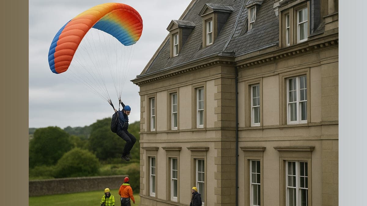 When Paragliding Goes Wrong: A Rooftop Landing You Won't Forget!