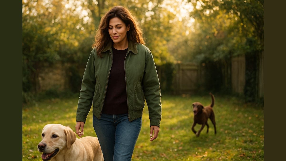 Eva Mendes' Stylish Life in the U.K.: Dogs, Jackets, and Cozy Moments with Ryan Gosling