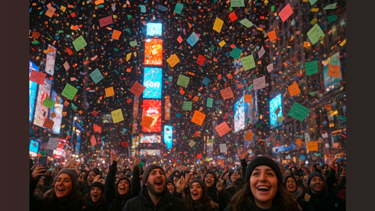 New Year, New Dreams: Times Square's Heartfelt Confetti Shower