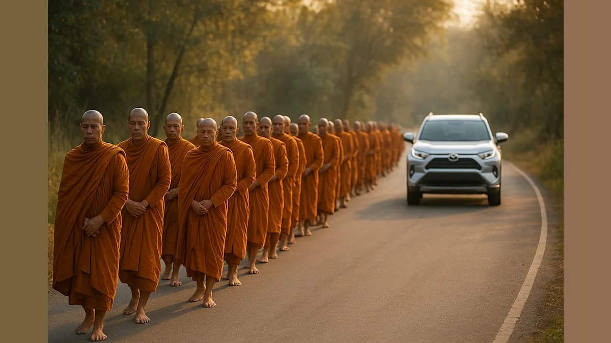 Buddhist Monks' Epic Peace Walk Takes a Heartwarming Turn After Tragic Accident!