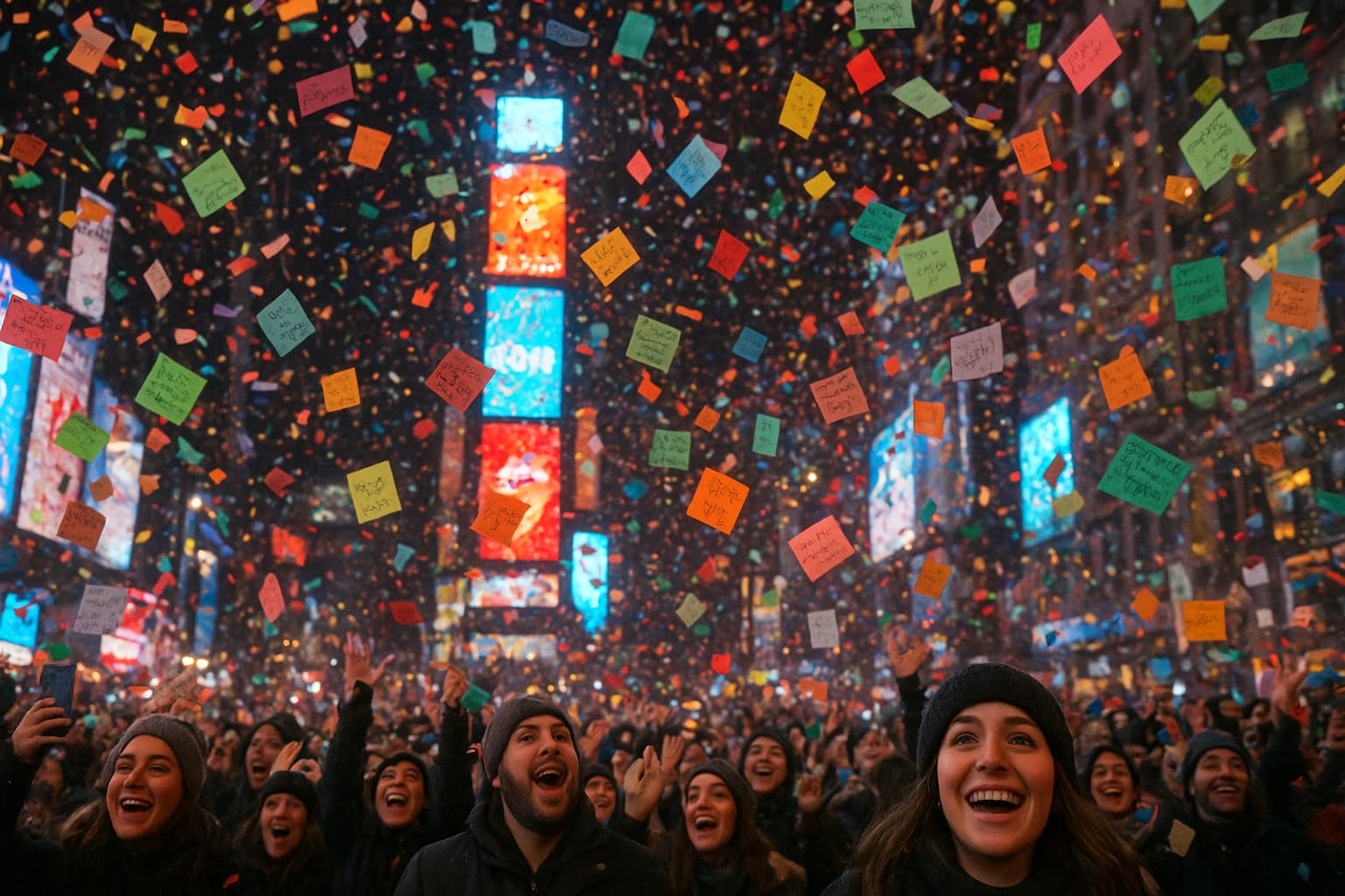 New Year, New Dreams: Times Square's Heartfelt Confetti Shower