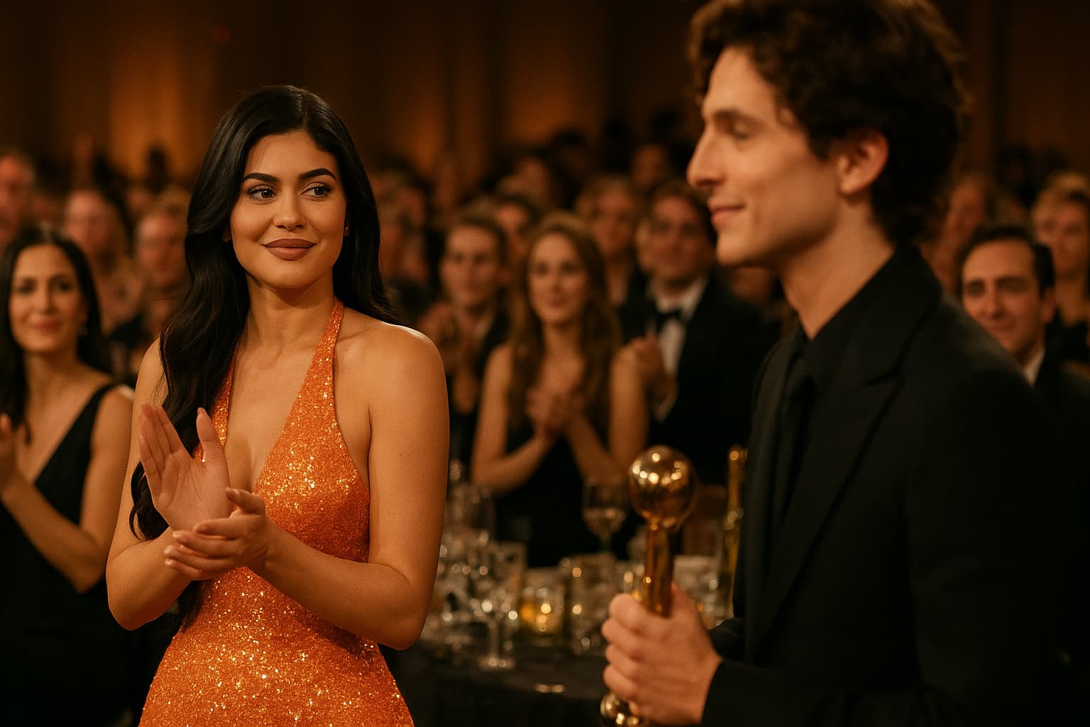 From Orange Gowns to Heart Emojis: Timothée Chalamet and Kylie Jenner’s Gripping Night at the Palm Springs Awards