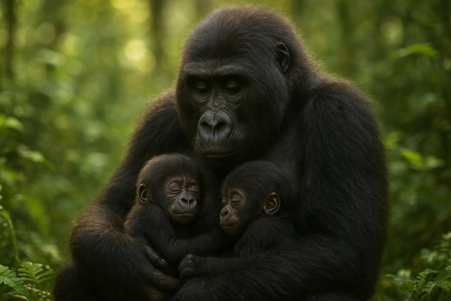 Double the Trouble: Mountain Gorilla Family Welcomes Rare Twins in Virunga!