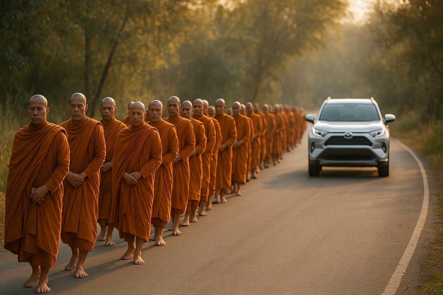 Buddhist Monks' Epic Peace Walk Takes a Heartwarming Turn After Tragic Accident!