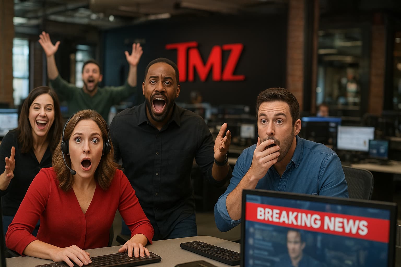 Step Inside TMZ's Wild Newsroom: Where News Meets Live Drama!